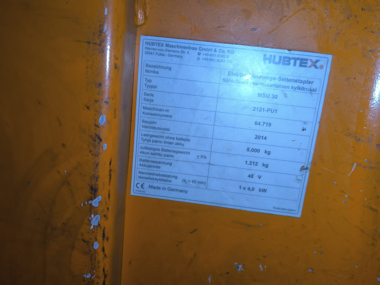 Négyutas tolóoszlopos targoncá HUBTEX MSU 30: 7 kép.