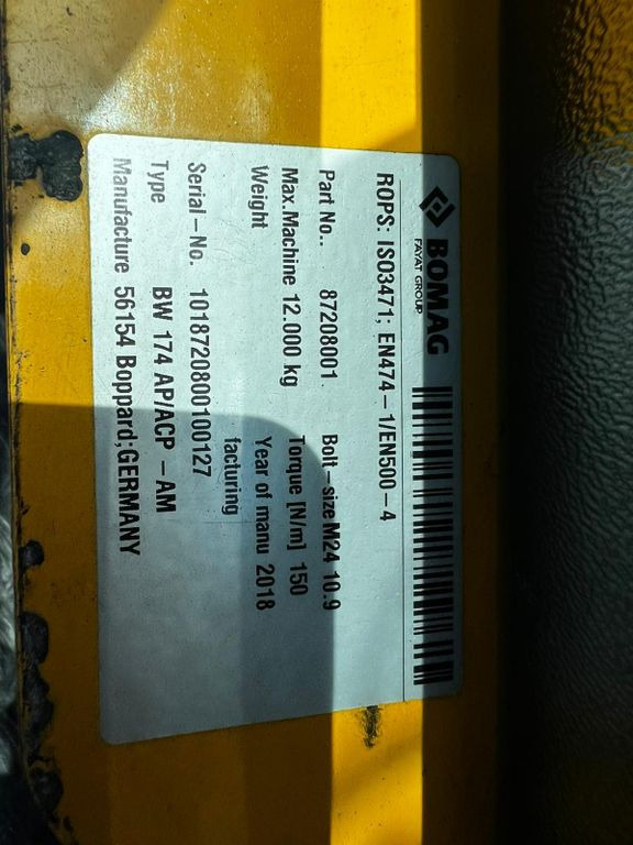 Úthenger BOMAG BW 174 AP-4F AM, Tandem Roller: 7 kép.