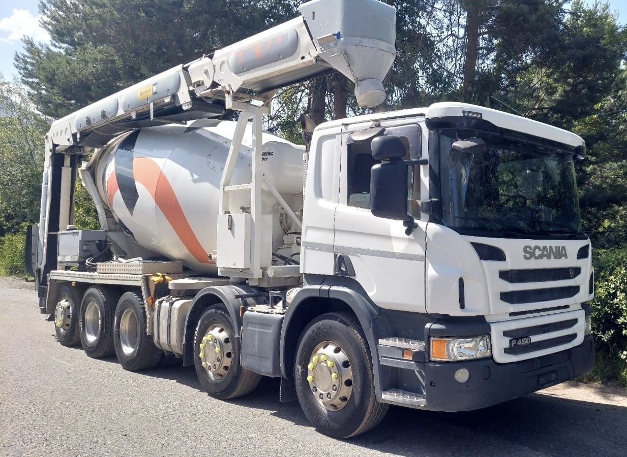 Scania P450 LB 10x4,E6,Stetter 10m³,Förderband/belt 16m - Betonmixer: 1 kép. Scania P450 LB 10x4,E6,Stetter 10m³,Förderband/belt 16m - Betonmixer: 1 kép.