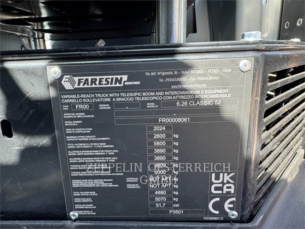 Faresin 6.26 CLASSIC 52 - Teleszkópos rakodó: 5 kép. Faresin 6.26 CLASSIC 52 - Teleszkópos rakodó: 5 kép.