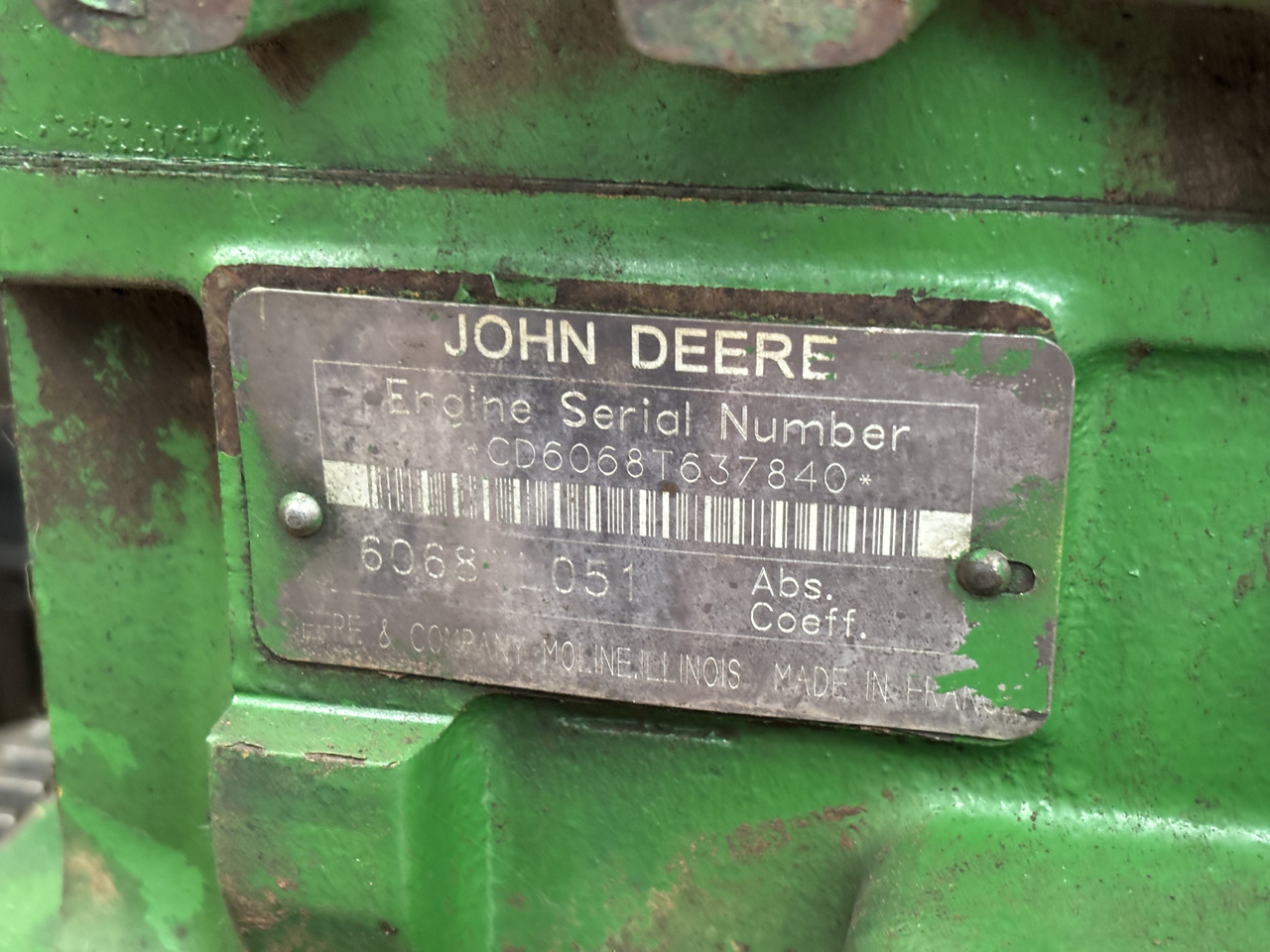 John Deere 6068TL051 Silnik Kompletny R119565 - Motor - Mezőgazdasági gépek: 1 kép. John Deere 6068TL051 Silnik Kompletny R119565 - Motor - Mezőgazdasági gépek: 1 kép.