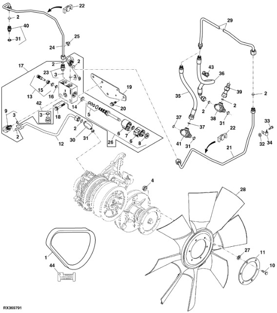 RE210585 John Deere 8345R - Wentylator ssący - Fűtés/ Szellőzés gep - Traktor: 1 kép. RE210585 John Deere 8345R - Wentylator ssący - Fűtés/ Szellőzés gep - Traktor: 1 kép.