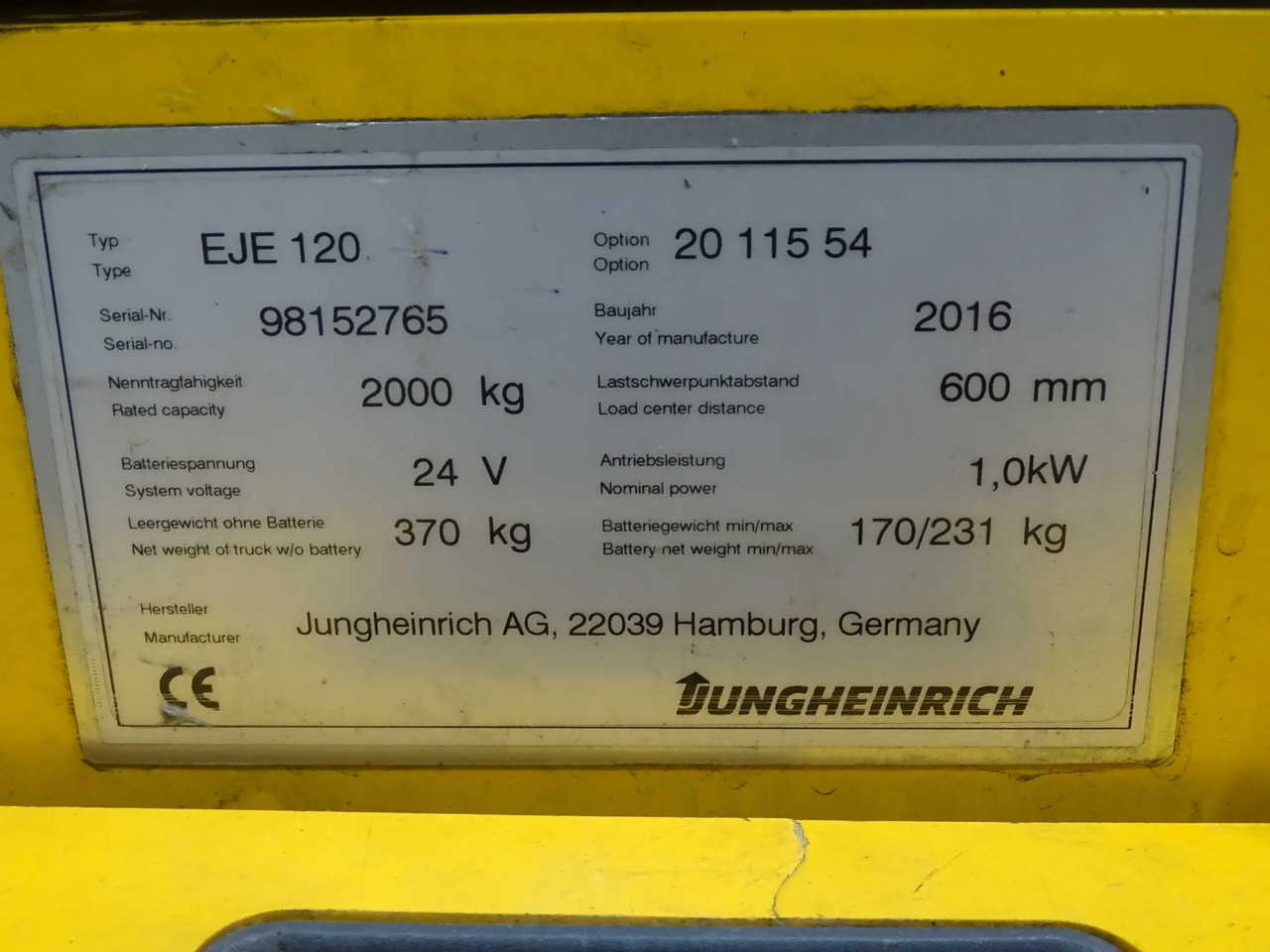 Jungheinrich EJE120 - Kézi raklapemelő: 4 kép. Jungheinrich EJE120 - Kézi raklapemelő: 4 kép.
