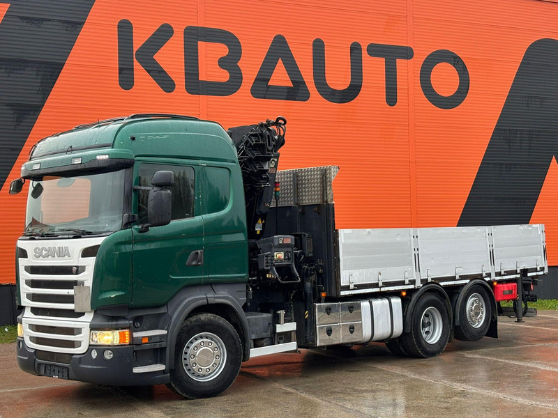 Scania R 410 6x2 HIAB 322EP-5 HIPRO / PLATFORM L=6131 mm - Platós teherautó, Darus autó: 2 kép. Scania R 410 6x2 HIAB 322EP-5 HIPRO / PLATFORM L=6131 mm - Platós teherautó, Darus autó: 2 kép.