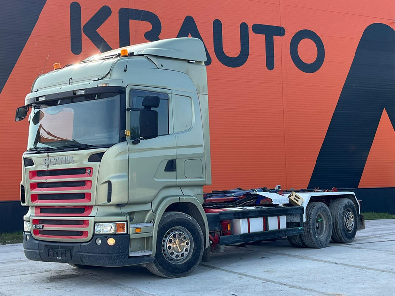 Scania R 420 6x2 PALFINGER T 20 ton / L=5450 mm / RETARDER - Horgos rakodó teherautó: 1 kép. Scania R 420 6x2 PALFINGER T 20 ton / L=5450 mm / RETARDER - Horgos rakodó teherautó: 1 kép.