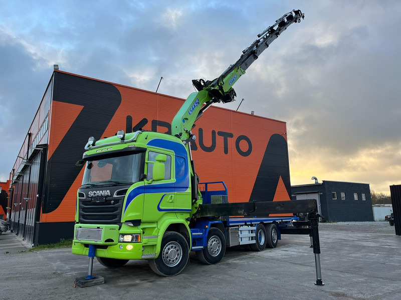 Scania R 520 8x2*6 EFFER 685/6S / WINCH / JIB CONNECTION / PLATFORM L=6423 mm - Platós teherautó, Darus autó: 1 kép. Scania R 520 8x2*6 EFFER 685/6S / WINCH / JIB CONNECTION / PLATFORM L=6423 mm - Platós teherautó, Darus autó: 1 kép.