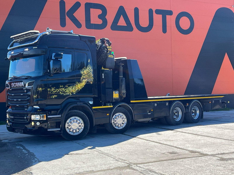 Scania R 560 8x4 PK 34002 / WINCH / FALCOM FAS 12000 / PLATFORM L=6564 mm - Autószállító teherautó: 1 kép. Scania R 560 8x4 PK 34002 / WINCH / FALCOM FAS 12000 / PLATFORM L=6564 mm - Autószállító teherautó: 1 kép.