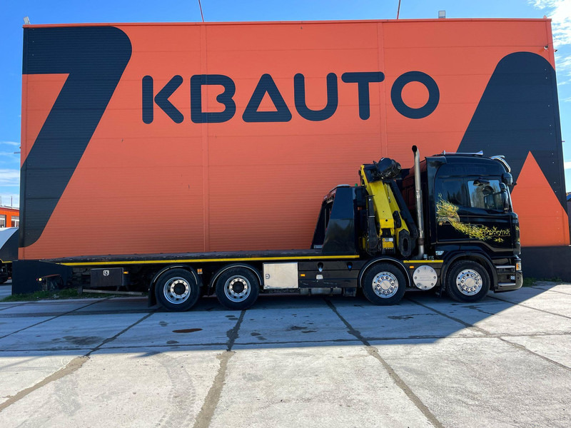Scania R 560 8x4 PK 34002 / WINCH / FALCOM FAS 12000 / PLATFORM L=6564 mm - Autószállító teherautó: 4 kép. Scania R 560 8x4 PK 34002 / WINCH / FALCOM FAS 12000 / PLATFORM L=6564 mm - Autószállító teherautó: 4 kép.