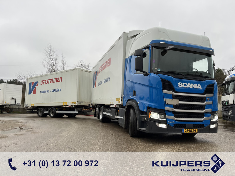 Scania R410 Highline / BDF Box + Wecon AWZ 218 / BDF Box / 448 dkm / NL Truck + Trailer - Cserefelépítményes teherautó: 1 kép. Scania R410 Highline / BDF Box + Wecon AWZ 218 / BDF Box / 448 dkm / NL Truck + Trailer - Cserefelépítményes teherautó: 1 kép.