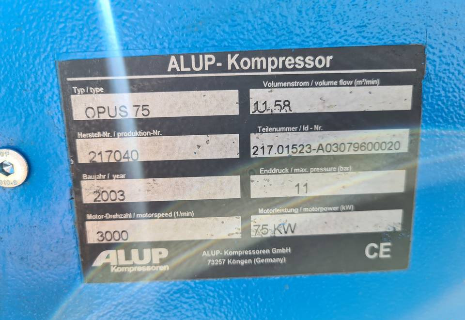 Kompresor śrubowy ALUP OPUS 75 75 kw - Légkompresszor: 5 kép. Kompresor śrubowy ALUP OPUS 75 75 kw - Légkompresszor: 5 kép.