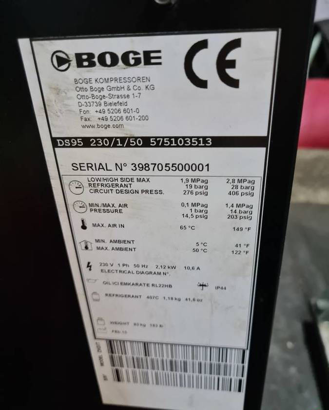 Osuszacz ziębniczy BOGE DS 95 9,5m3/min - HVAC berendezés: 3 kép. Osuszacz ziębniczy BOGE DS 95 9,5m3/min - HVAC berendezés: 3 kép.