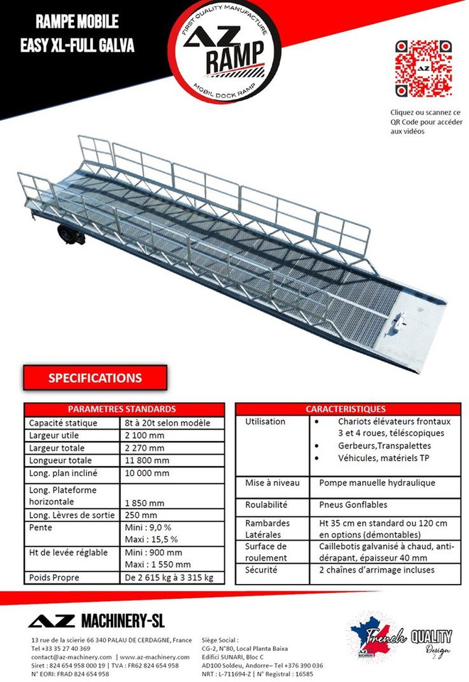 Új Rakodó rámpa AZ RAMP-EASY XL-10 FULL GALVA. WIDE Mobil Galvanizate Loading Ramp With Level Off, 10 t Capacity: 7 kép.