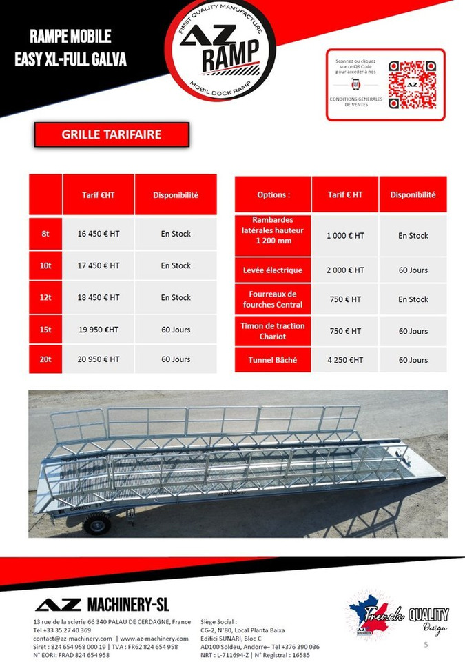 Új Rakodó rámpa AZ RAMP-EASY XL-10 FULL GALVA. WIDE Mobil Galvanizate Loading Ramp With Level Off, 10 t Capacity: 10 kép.
