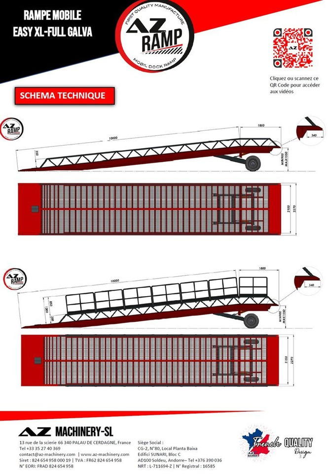 Új Rakodó rámpa AZ RAMP-EASY XL-10 FULL GALVA. WIDE Mobil Galvanizate Loading Ramp With Level Off, 10 t Capacity: 8 kép.