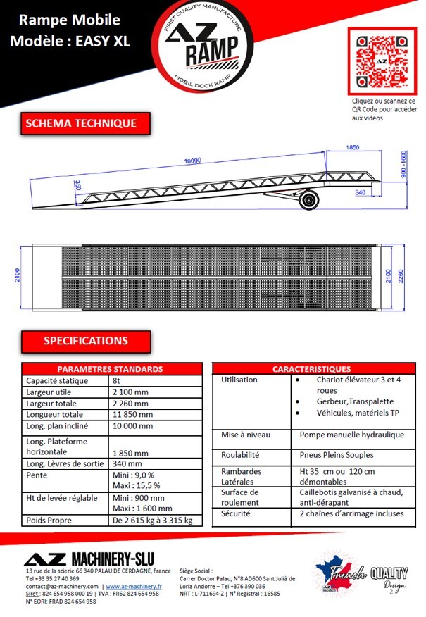 AZ RAMP EASY-XL 8 mobile loading ramp - Rakodó rámpa: 3 kép. AZ RAMP EASY-XL 8 mobile loading ramp - Rakodó rámpa: 3 kép.