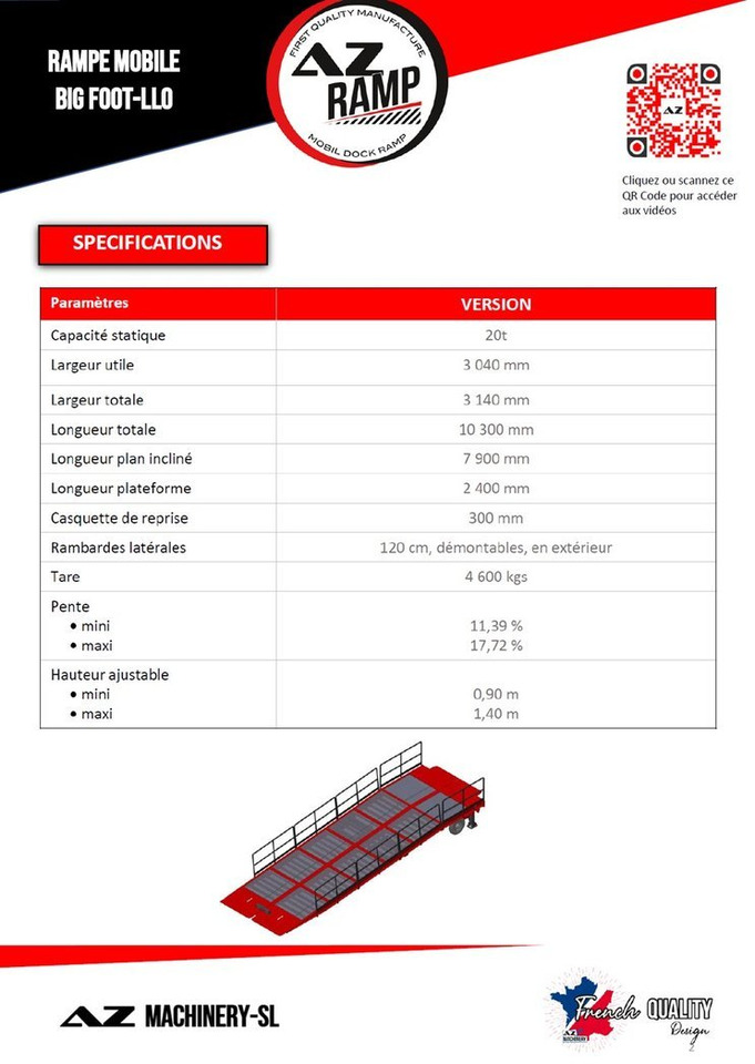 Large Mobile dock ramp, uncouplable AZ RAMP - KING VERSION, BIG FOOT L20 T-INOX - Rakodó rámpa: 4 kép. Large Mobile dock ramp, uncouplable AZ RAMP - KING VERSION, BIG FOOT L20 T-INOX - Rakodó rámpa: 4 kép.