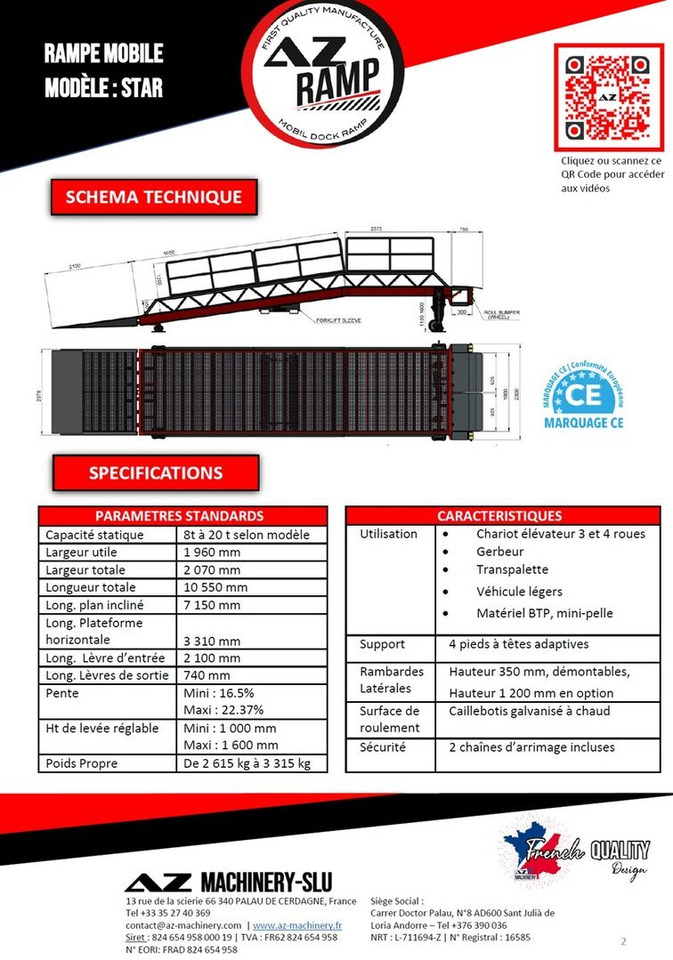 Loading Ramp with with electric tilting bridge - AZ RAMP - STAR- 10T-ZR-E. 10 ton capacity - Rakodó rámpa: 2 kép. Loading Ramp with with electric tilting bridge - AZ RAMP - STAR- 10T-ZR-E. 10 ton capacity - Rakodó rámpa: 2 kép.