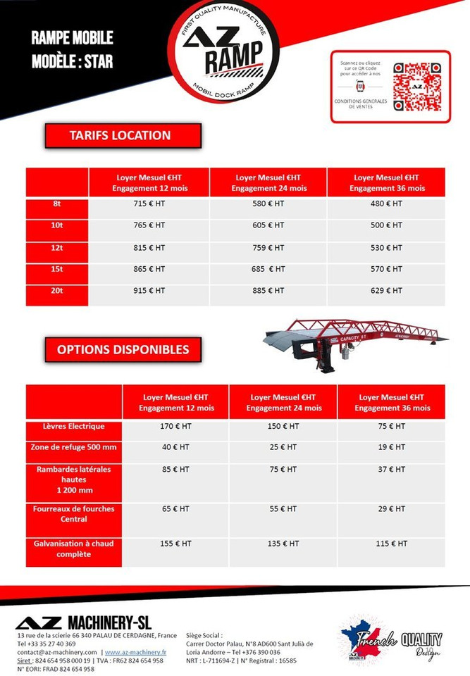 **RENTAL** Loading Ramp with with hydraulic tilting bridge - AZ RAMP - STAR- 8T. 8 ton capacity - Rakodó rámpa: 2 kép. **RENTAL** Loading Ramp with with hydraulic tilting bridge - AZ RAMP - STAR- 8T. 8 ton capacity - Rakodó rámpa: 2 kép.