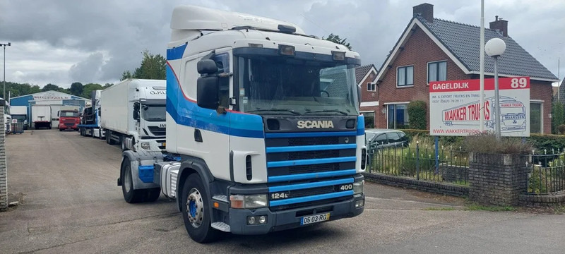 Scania R124-400 4x2 TRUCKHEAD + KIPPER HYDRAULIC + AIRO + RETARDER - Nyergesvontató: 3 kép. Scania R124-400 4x2 TRUCKHEAD + KIPPER HYDRAULIC + AIRO + RETARDER - Nyergesvontató: 3 kép.