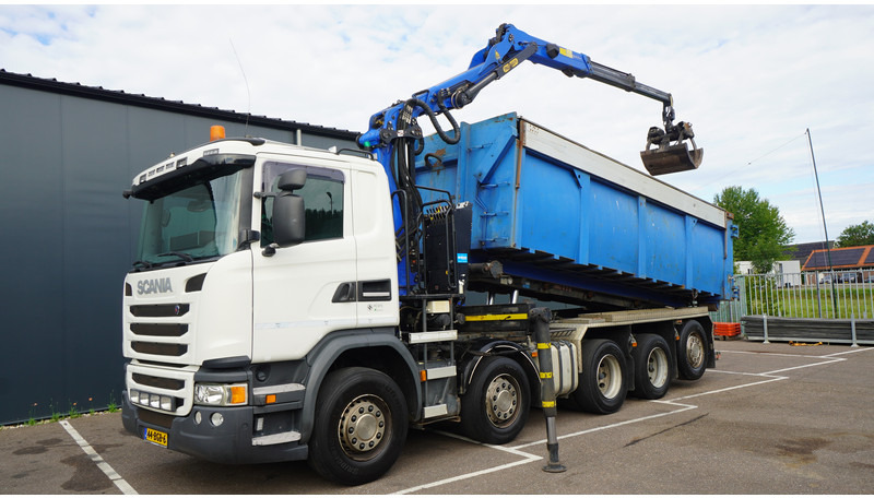 Scania G 490 10X4 CABLE SYSTEM TRUCK WITH PALFINGER Q180Z95TR CRANE - Darus autó: 2 kép. Scania G 490 10X4 CABLE SYSTEM TRUCK WITH PALFINGER Q180Z95TR CRANE - Darus autó: 2 kép.