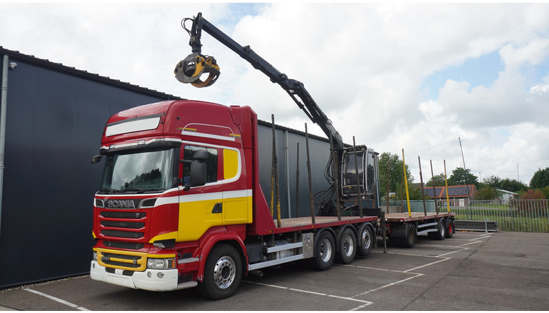 Scania R 580 V8 8X4 LOGTRANSPORT COMBI WITH MTDK YEAR 2012 TRAILER KESLA 46 CRANE - Rönkszállító teherautó, Darus autó: 3 kép. Scania R 580 V8 8X4 LOGTRANSPORT COMBI WITH MTDK YEAR 2012 TRAILER KESLA 46 CRANE - Rönkszállító teherautó, Darus autó: 3 kép.