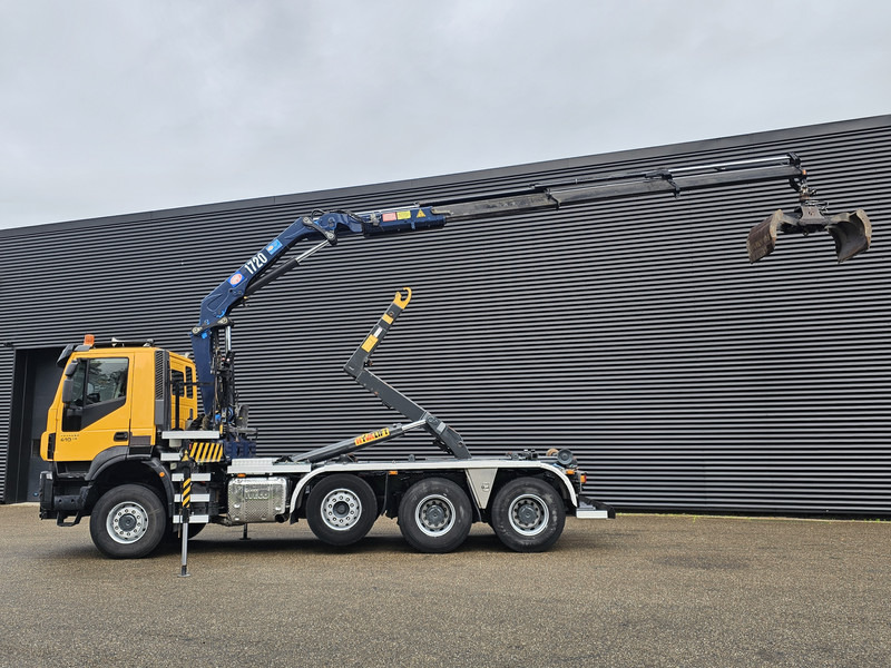 Iveco TRAKKER 380 8X6 / EURO 6 / CRANE + HOOKLIFT - Horgos rakodó teherautó, Darus autó: 3 kép. Iveco TRAKKER 380 8X6 / EURO 6 / CRANE + HOOKLIFT - Horgos rakodó teherautó, Darus autó: 3 kép.