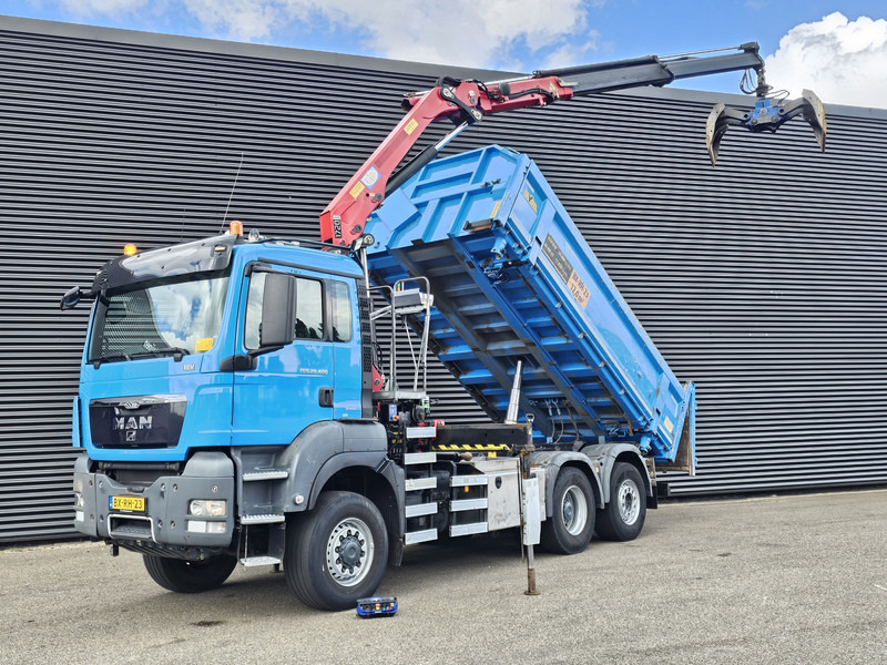 MAN TGS 28.400 6X4-4 BL / CRANE + 2 SIDE TIPPER - Billenőplatós teherautó, Darus autó: 1 kép. MAN TGS 28.400 6X4-4 BL / CRANE + 2 SIDE TIPPER - Billenőplatós teherautó, Darus autó: 1 kép.