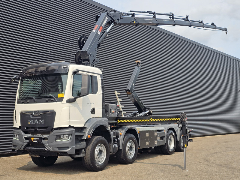 MAN TGS 35.470 8X4 BB / HIAB CRANE + HOOKLIFT - Horgos rakodó teherautó, Darus autó: 1 kép. MAN TGS 35.470 8X4 BB / HIAB CRANE + HOOKLIFT - Horgos rakodó teherautó, Darus autó: 1 kép.