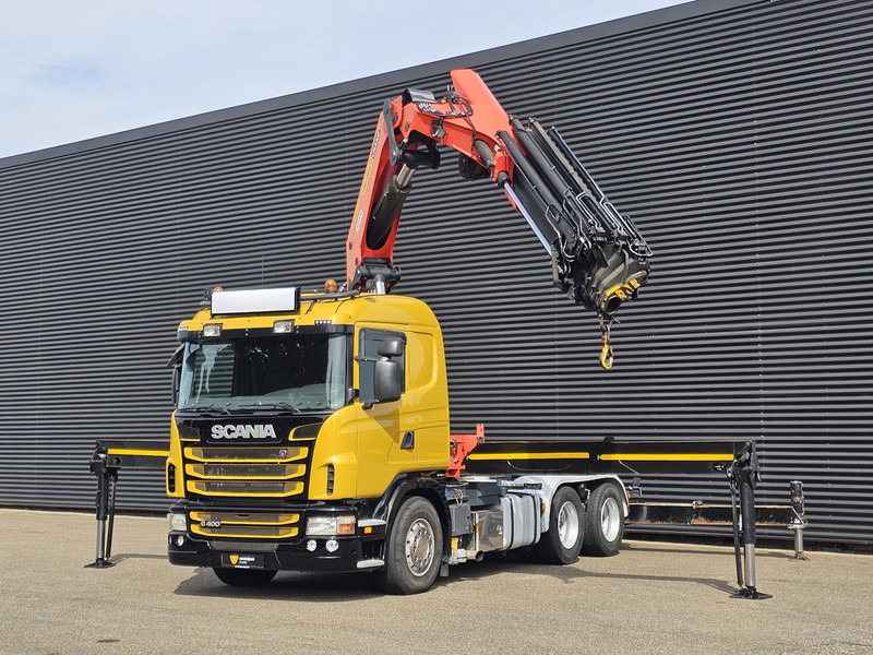 Scania G400 6x2 / PALFINGER PK 60002 / WINCH / BALLAST - Platós teherautó, Darus autó: 5 kép. Scania G400 6x2 / PALFINGER PK 60002 / WINCH / BALLAST - Platós teherautó, Darus autó: 5 kép.