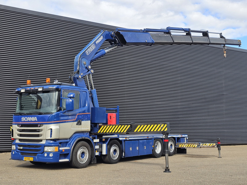 Scania R440 8x2*6 / FASSI 90 t/m CRANE / KRAN - Platós teherautó, Darus autó: 1 kép. Scania R440 8x2*6 / FASSI 90 t/m CRANE / KRAN - Platós teherautó, Darus autó: 1 kép.