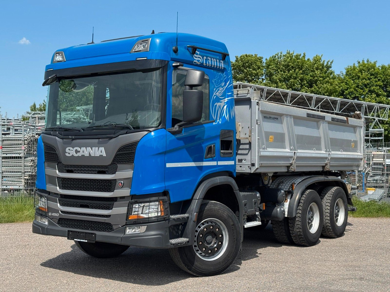 Scania G450 Meiller 3S. Kipper mit Bordmatik Top Zust. - Billenőplatós teherautó: 4 kép. Scania G450 Meiller 3S. Kipper mit Bordmatik Top Zust. - Billenőplatós teherautó: 4 kép.