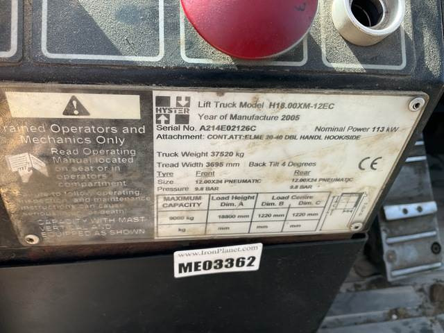 Hyster H18.00XM-12EC - Konténer targoncá: 5 kép. Hyster H18.00XM-12EC - Konténer targoncá: 5 kép.