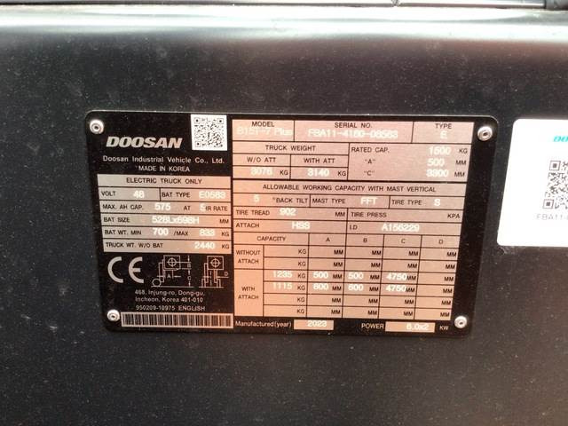 Doosan B15T-7 PLUS - Elektromos targonca: 5 kép. Doosan B15T-7 PLUS - Elektromos targonca: 5 kép.