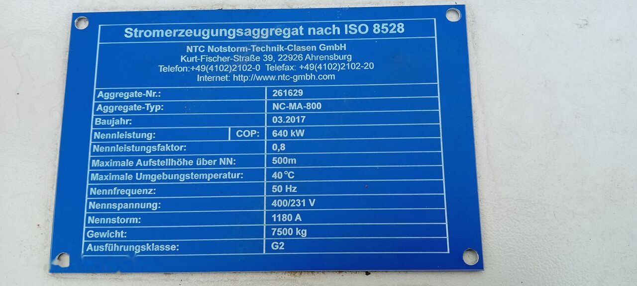 MAN MAN Generator Set Stamford 640 KW 800 KVA Diesel, 2017 Model, 931 HP, 8000 kg, Low Hours, For Sale in Poland - Áramfejlesztő: 4 kép. MAN MAN Generator Set Stamford 640 KW 800 KVA Diesel, 2017 Model, 931 HP, 8000 kg, Low Hours, For Sale in Poland - Áramfejlesztő: 4 kép.