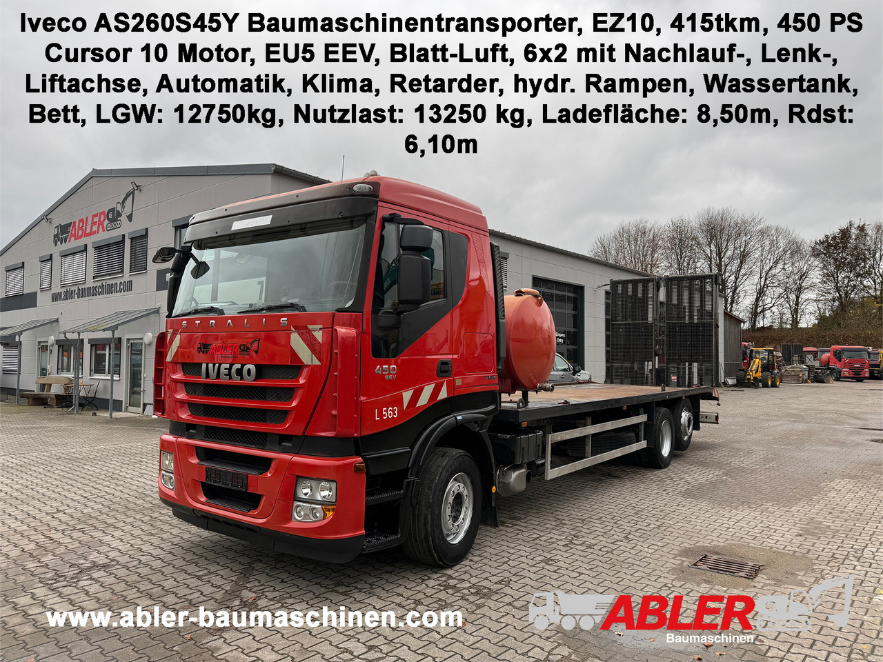 Iveco AS260S45 Baumaschinentransporter hydr. Rampe - Autószállító teherautó: 1 kép. Iveco AS260S45 Baumaschinentransporter hydr. Rampe - Autószállító teherautó: 1 kép.