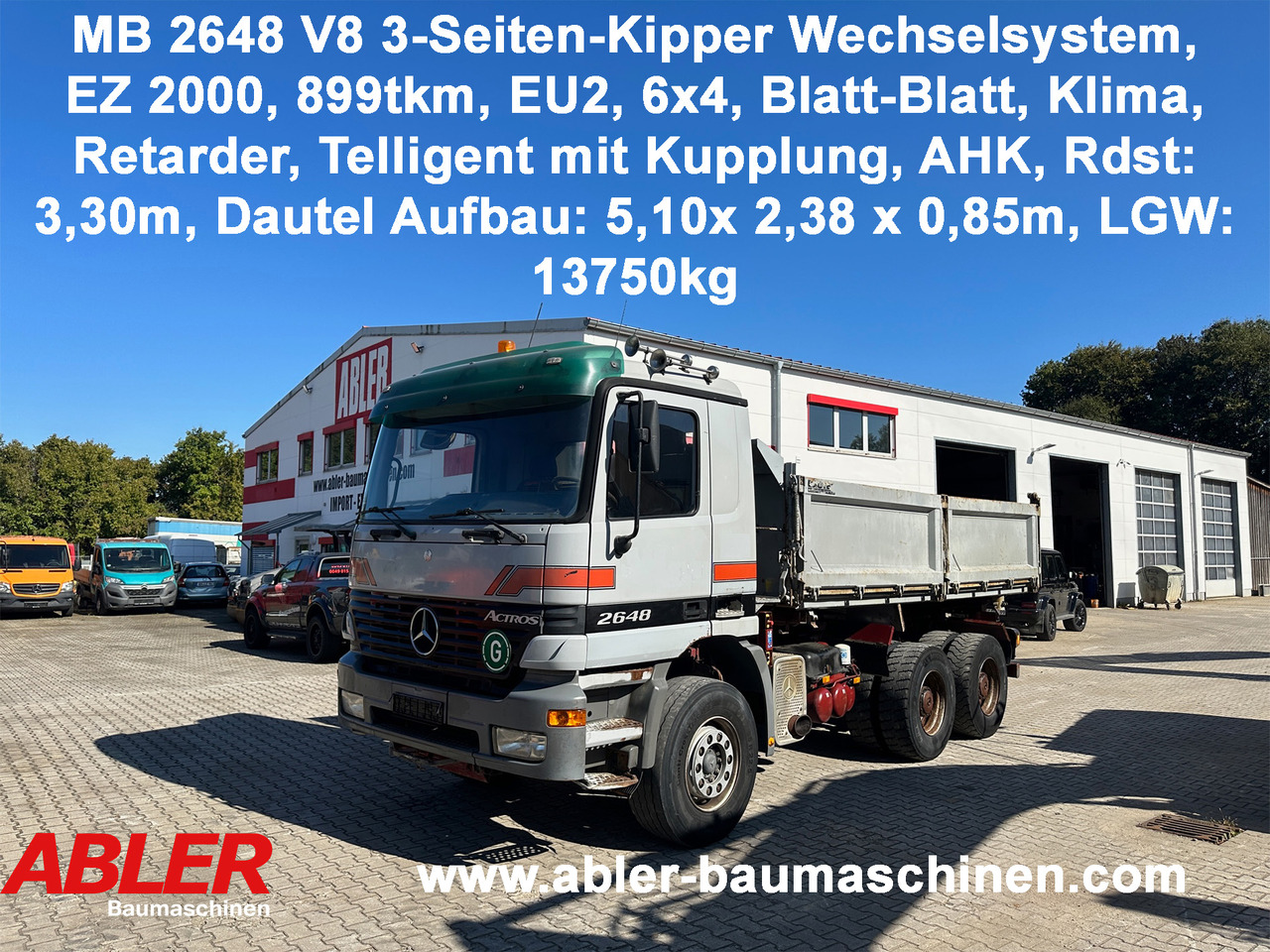 Mercedes-Benz 2648 3-Seiten-Kipper Wechselsystem V8 - Billenőplatós teherautó: 1 kép. Mercedes-Benz 2648 3-Seiten-Kipper Wechselsystem V8 - Billenőplatós teherautó: 1 kép.