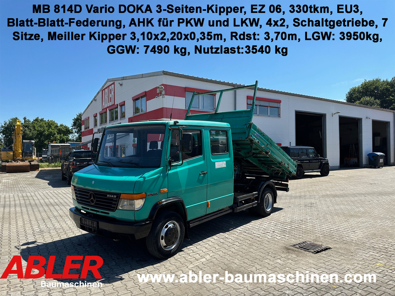 Mercedes-Benz 814 D Vario DOKA 3-Seiten-Kipper Meiller - Billenőplatós teherautó: 1 kép. Mercedes-Benz 814 D Vario DOKA 3-Seiten-Kipper Meiller - Billenőplatós teherautó: 1 kép.