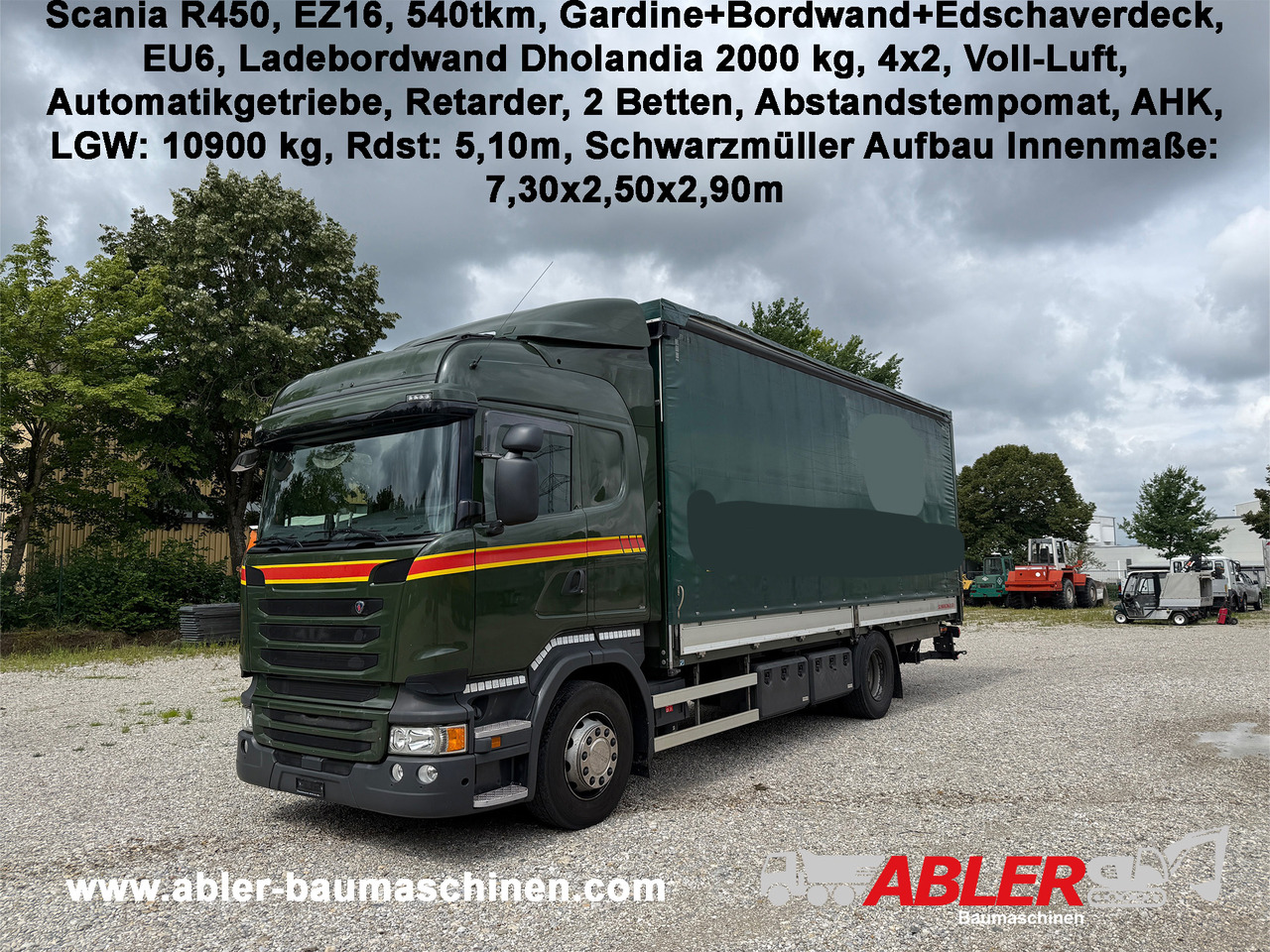 Scania R450 Gardine+Bordwand+Edscha AHK LBW - Ponyvás teherautó: 1 kép. Scania R450 Gardine+Bordwand+Edscha AHK LBW - Ponyvás teherautó: 1 kép.