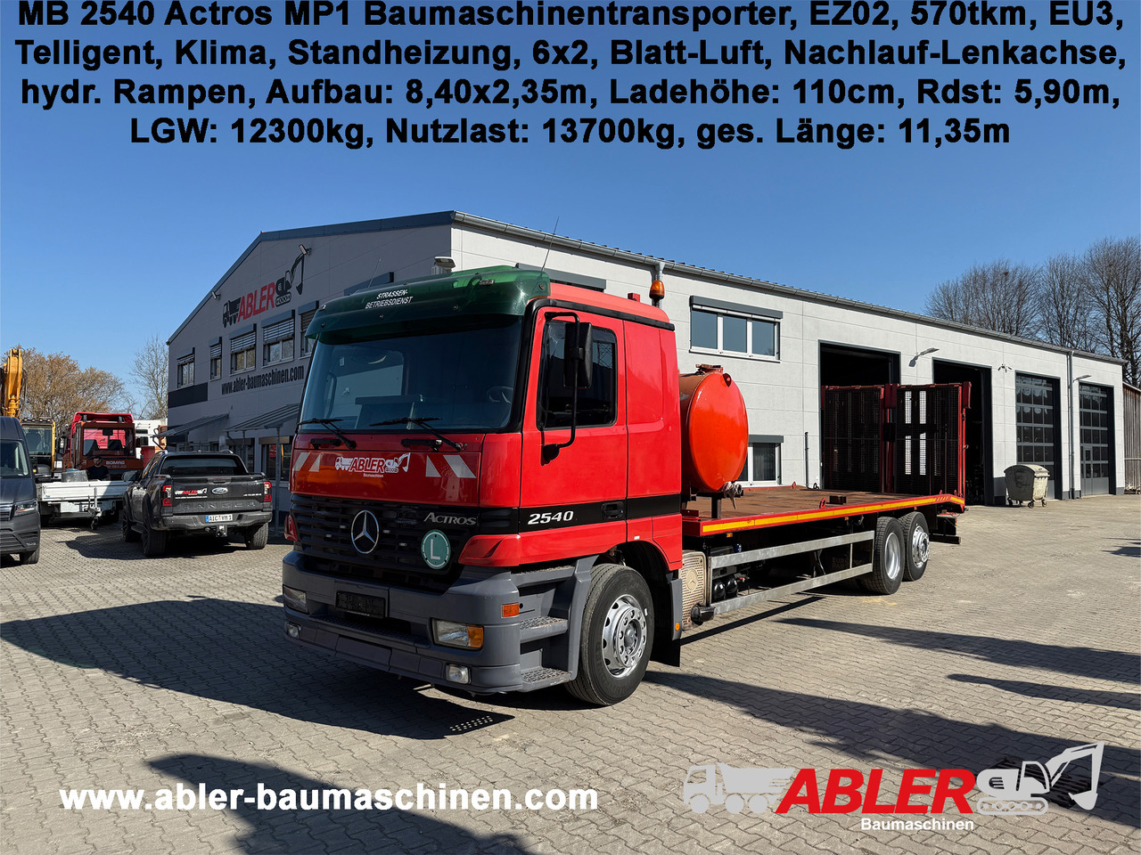 Mercedes-Benz 2540 Actros MP1 Baumaschinentrnasporter - Teherautó: 1 kép. Mercedes-Benz 2540 Actros MP1 Baumaschinentrnasporter - Teherautó: 1 kép.