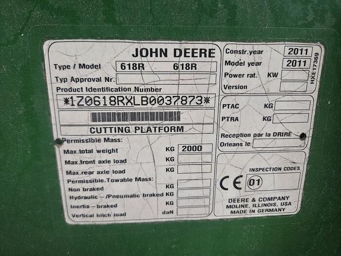 John Deere 618R - Kombájn adapter: 5 kép. John Deere 618R - Kombájn adapter: 5 kép.