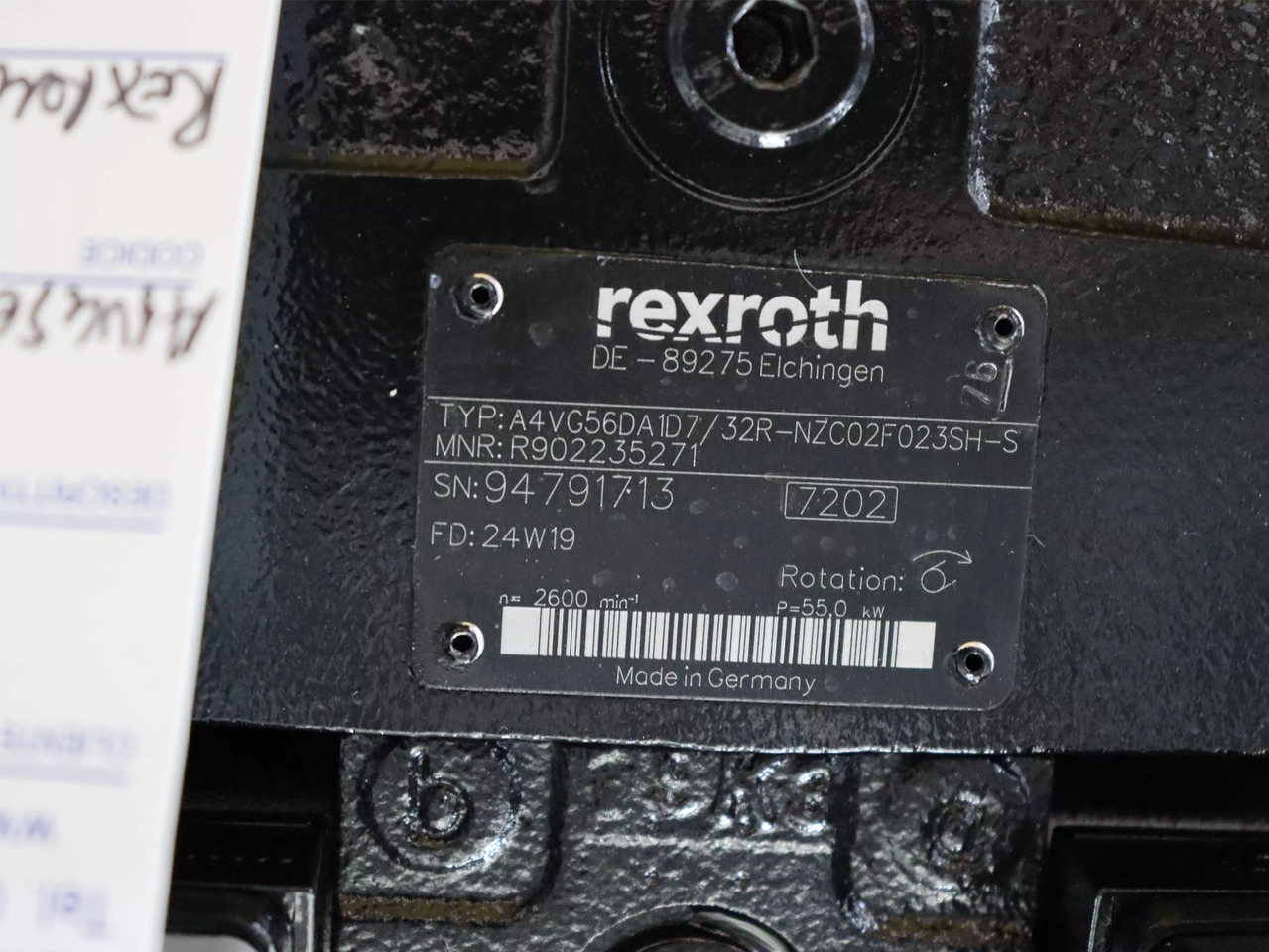 REXROTH A4VG56DA1D7/32R-NZC02F023SH-S - Hidraulikus szivattyú - Anyagmozgató gép: 3 kép. REXROTH A4VG56DA1D7/32R-NZC02F023SH-S - Hidraulikus szivattyú - Anyagmozgató gép: 3 kép.