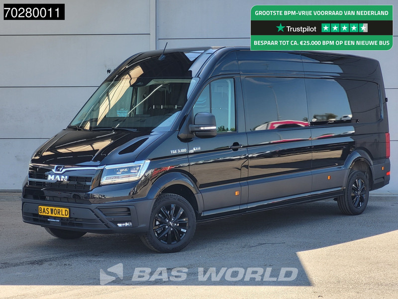 MAN TGE 3.180 4x4 Automaat 2025 Facelift L4H3 LED ACC Navi Airco Cruise Camera Parkeersensoren L3H2 Allrad 4WD 15m3 Airco - Furgon: 1 kép. MAN TGE 3.180 4x4 Automaat 2025 Facelift L4H3 LED ACC Navi Airco Cruise Camera Parkeersensoren L3H2 Allrad 4WD 15m3 Airco - Furgon: 1 kép.