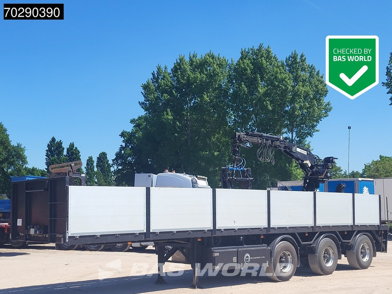 Pacton TPD347 TUV 02/26 2x Steering Axle Crane 16R - Platós félpótkocsi: 1 kép. Pacton TPD347 TUV 02/26 2x Steering Axle Crane 16R - Platós félpótkocsi: 1 kép.