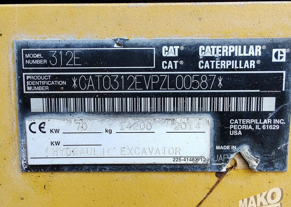 Lánctalpas kotró Caterpillar 312 E: 18 kép.