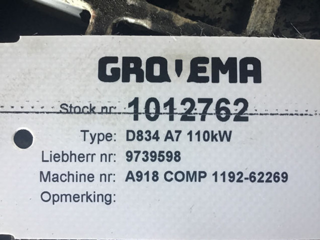 Liebherr D834 A7 - Motor: 5 kép. Liebherr D834 A7 - Motor: 5 kép.