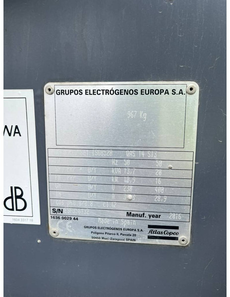 Áramfejlesztő Atlas-Copco QAS 14 ST3: 6 kép.