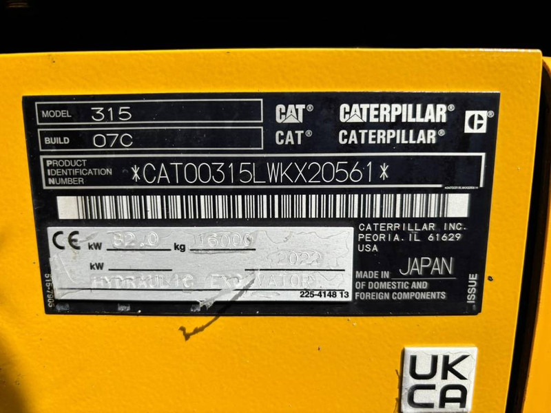 Cat 315 07C - Lánctalpas kotró: 5 kép. Cat 315 07C - Lánctalpas kotró: 5 kép.