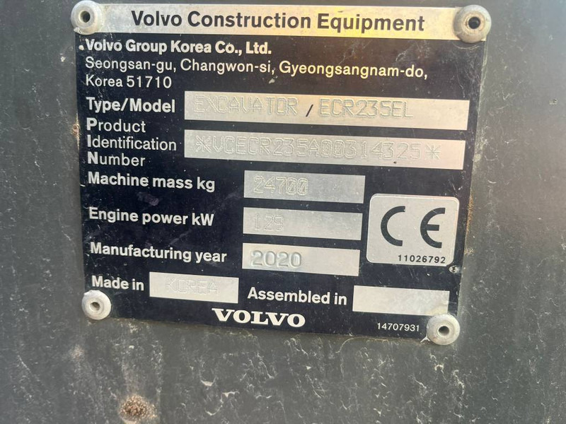 Volvo ECR 235 EL - Lánctalpas kotró: 5 kép. Volvo ECR 235 EL - Lánctalpas kotró: 5 kép.