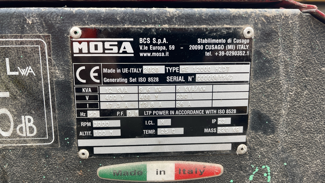 MOSA GE 12000 HZDT 12KVA DIESEL GENERATOR - Építőipari berendezések: 5 kép. MOSA GE 12000 HZDT 12KVA DIESEL GENERATOR - Építőipari berendezések: 5 kép.