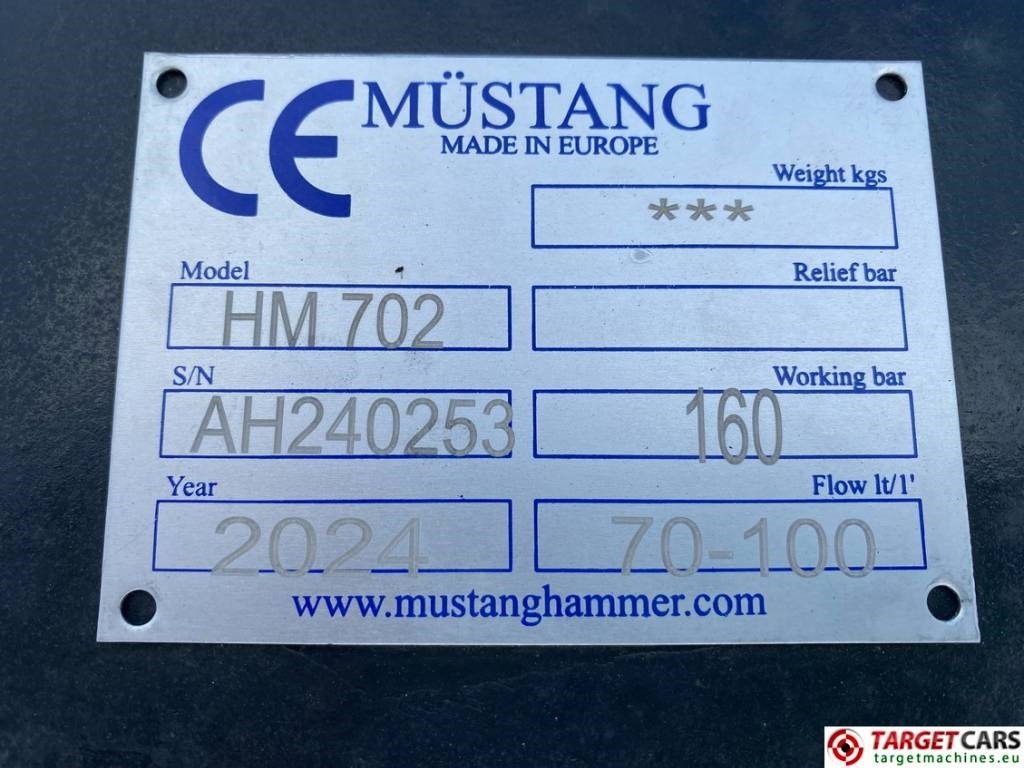Új Hidraulikus törőfej - Építőipari gépek Mustang HM702 Hydraulic Excavator Breaker Hammer 6~13T NEW: 10 kép.
